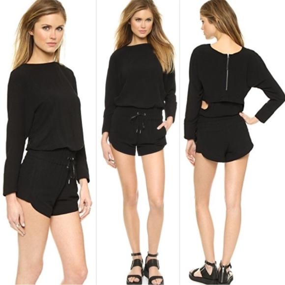 HELMUT LANG Crepe Romper Cutout Back Drawstring Axio Black Viscose Rayon S - Picture 15 of 15